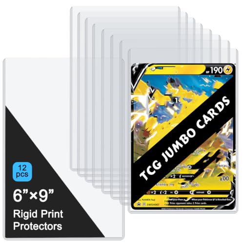 12PCS 6" x 9" Jumbo Card Sleeves, Rigid Print Protectors Clear Hard Plastic Large Card Sleeves for Jumbo Card, Top Loading Rigid Card Sheet Protectors for Postcards, Photos, Trading&Sports Cards - color: 6" X 9"(12 Pack)