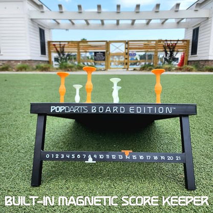 PopGolf Board Edition Set - Backyard, Indoor and Outdoor Game | Popdarts, Cornhole Alternative, Includes All-Weather Board, Exclusive Darts, Travel Case, Score Keeper