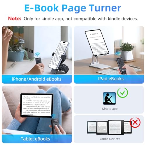 MILOUZ Remote Control Scrolling for Tiktok with Phone Stand,Page Turner for Kindle App E-Book,Bluetooth Camera Shutter Remote for iPhone, Android,iOS,iPad,Tablet (Black) - color: Black