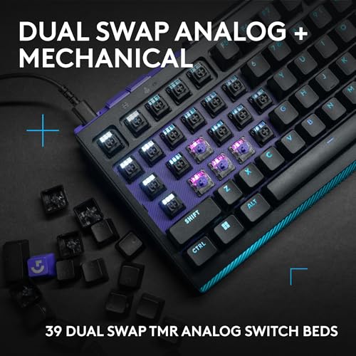 Logitech G512 X 75 TMR + Tactile Switch Mechanical Gaming Keyboard - Black | Hot-Swappable 9x TMR Rapid Trigger + Tactile Mechanical Switches, Gasket, PBT Keycaps, <8K, LIGHTSYNC RGB, for PC & Mac - color: Black, size: 75 percent, style: Tactile Switches