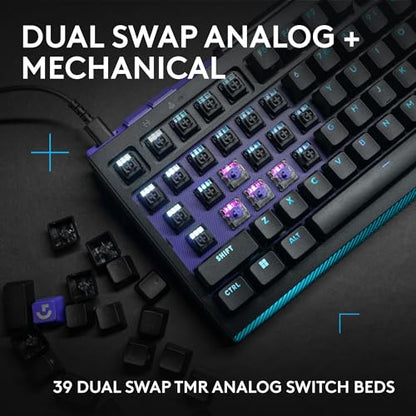 Logitech G512 X 98 TMR + Tactile Switch Mechanical Gaming Keyboard - Black | Hot-Swappable 9x TMR Rapid Trigger + Tactile Mechanical Switches, Gasket, PBT Keycaps, <8K, LIGHTSYNC RGB, for PC & Mac - color: Black, size: 98 percent, style: Tactile Switches
