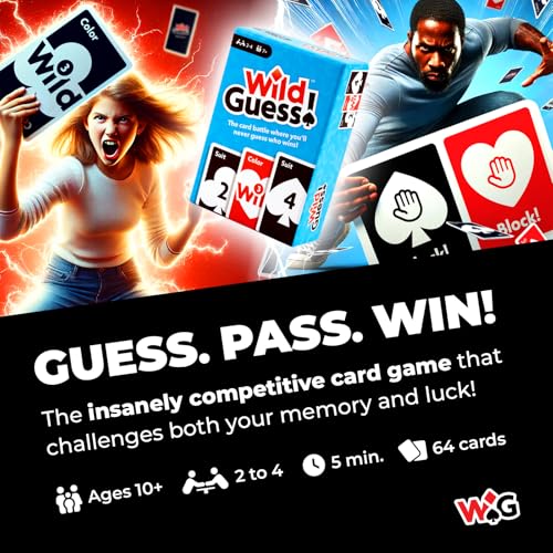Wild Guess! – Insanely Competitive, Fast-Paced Card Game for 2 to 4 Players – Guess, Pass & Block Your Way to Victory – Fun for Friends, Families and Game Night – Ages 10+