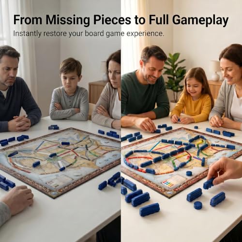 Replacement Train Pieces Compatible with Ticket to Ride (Blue) | Includes 45 standard train tokens, one marker and additional spare trains. - color: Blue