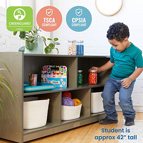 ECR4Kids 5-Compartment Mobile Storage Cabinet, Toddler, Classroom Furniture, Grey Wash - color: Grey Wash