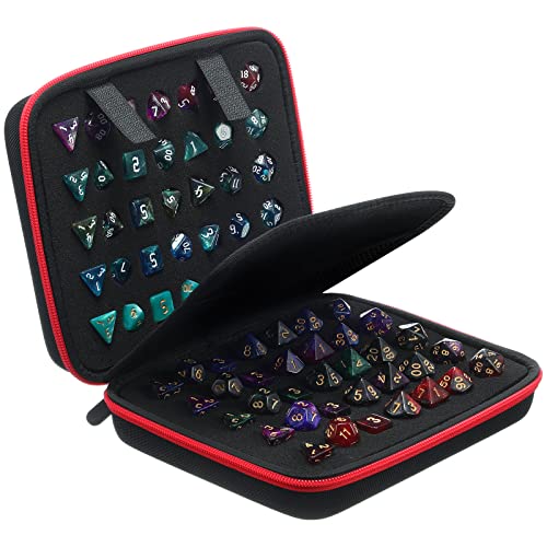 Aoriher 1 Pcs Dice Case with Removable Slotted Tray for Storage Game Storage Case Dice Holder Holds up to 70/10 Sets (Red) - color: Red