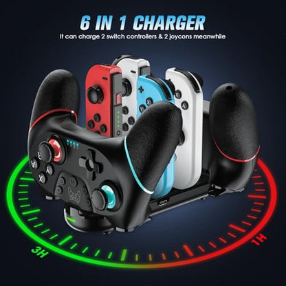 VidPPluing 2 Pack Switch Controllers with Charging Dock, Wireless Switch 2 Controller for Switch/2/Lite/OLED, Switch Pro Controller with Motion Sensor/Vibration/Turbo/Wakeup/Charging Cable