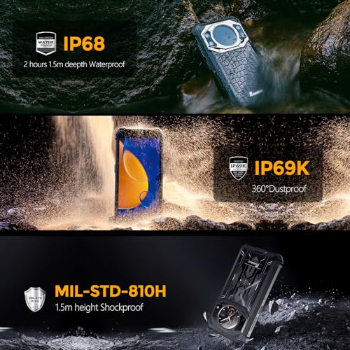 FOSSIBOT F101P Rugged Call Phone，Android 13 7GB+64GB /1TB Rugged Smartphone 10600mAh Unlocked Phone 123dB Loud Volume Phone 5.45" 24MP+8MP Camera Waterproof Smartphone 4G Dual SIM OTG Octa-core 18W - color: Black