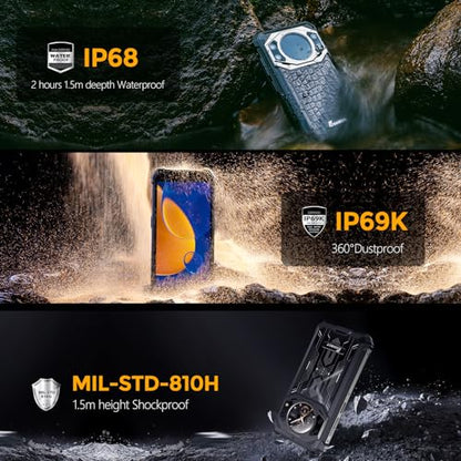 FOSSIBOT F101P Rugged Call Phone，Android 13 7GB+64GB /1TB Rugged Smartphone 10600mAh Unlocked Phone 123dB Loud Volume Phone 5.45" 24MP+8MP Camera Waterproof Smartphone 4G Dual SIM OTG Octa-core 18W - color: Black