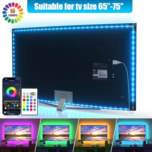 Led Lights for TV LED Backlight for 65-75in TV, 16.4FT RGB | Smart LED Strip Lights, APP & Remote Control Music Sync & Multi-Scene Modes-USB Powered LED Lights for Bedroom/Gaming/Party - size: 14.3 ft