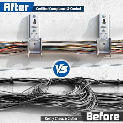 48 Pack 2-Inch Galvanized Steel Cable Support J-Hook with Retainer Clips - 48 Pack - Efficient Cable Management & Organization Solution | Efficient Cable Management & Organization Solution, for Data Centers, Conduit, Cable, Coaxial & Fiber Optic Wires