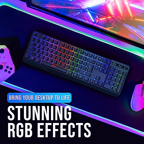 KLIM Chroma Wireless Keyboard – RGB Backlit Gaming, Rechargeable Battery, PC Keyboard, Durable & Water-Resistant, Compatible with PS4, PS5 & Mac - Black - color: Black