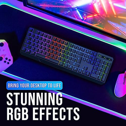 KLIM Chroma Wireless Keyboard – RGB Backlit Gaming, Rechargeable Battery, PC Keyboard, Durable & Water-Resistant, Compatible with PS4, PS5 & Mac - Black - color: Black