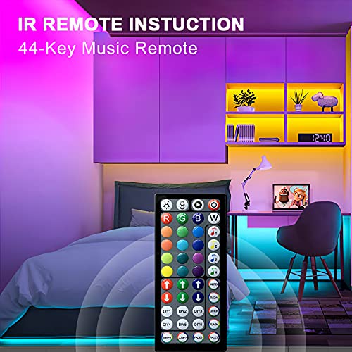 Tenmiro 32.8ft Led Strip Lights, RGB LED Smart Music Sync Color Changing LED Lights Strips with Remote Led Lights for Bedroom, Kitchen, Home, TV, Parties and Fstivals - size: 32.8FT
