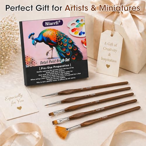 16PCS Miniature Paint Brushes, Detail Paint Brushes Set for Acrylic Watercolor Gouache Oil & Face Painting, Paint by Number, Figurine Brown - color: Brown