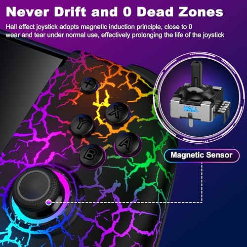 NealGamefy Switch Controllers,Wireless Switch Pro Controller for Nintendo Switch/OLED Controller,Upgrade Full-Size Ergonomic One Piece Handheld Controller with Programmable,TURBO,Vibration - color: Black-crack