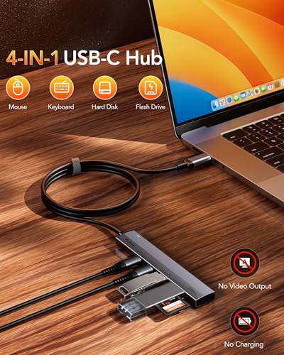 Aceele USB C Hub 10Gbps, 4 Port USB 3.2 Gen 2 Hub, USBC to USB-C Hub with 60cm/2ft Long Extension Cable, USBC Adapter Data Hub for MacBook Pro, MacBook, Samsung Chromebook and More - style: 60cm (4C)