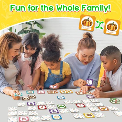 Edulok Memory Card Game, Toddler Match Game, Learn Spanish for Kids, Bilingual Flash Cards, Learning Toys for 4 Year Old, Preschool Learning Activities, Homeschool Supplies, Kindergarten Toys - style: Food