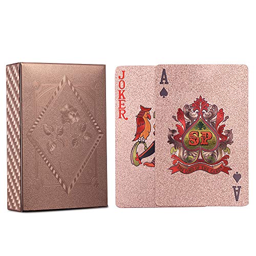 ACELION Waterproof Playing Cards, Plastic Playing Cards, Deck of Cards, Gift Poker Cards (Rose Gold) - color: Rose Gold