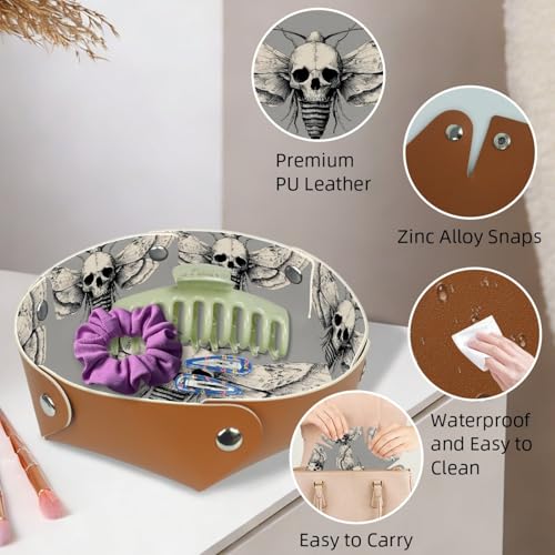 2Pcs PU Dice Holder Folding for RPG DND Table Games, Dice Trays Storage Box Portable Folding Rolling Dice Tray, Grey Moth Skull - color: Multi 8