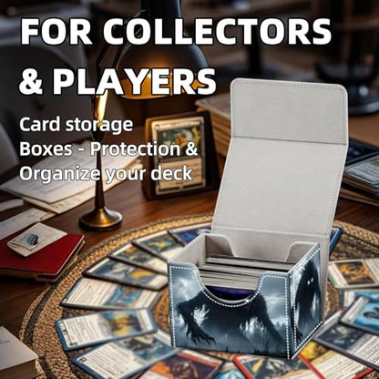 Trading Card Storage Box, Holds 100+ for MTG Cards, Premium PU Leather with Magnetic Closure, Shadowy Creature In Mist Durable Deck Box for Magic the Gathering, Trading Card Games - color: Shadowy Creature In Mist