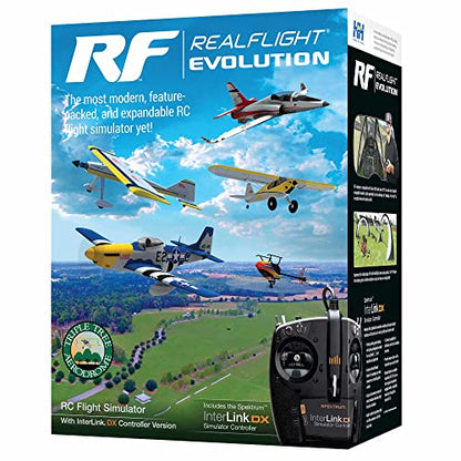 REALFLIGHT Evolution RC Flight Simulator Software with Interlink DX Controller Included RFL2000 Air/Heli Simulators Compatible with VR headsets Online Multiplayer Options - style: RealFlight Evolution