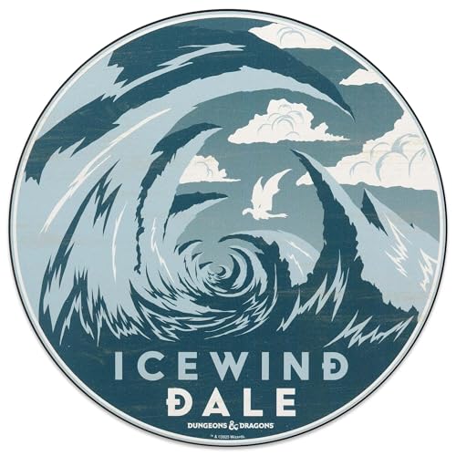 Hasbro Dungeons and Dragons Icewind Dale Wood Wall Decor | Frozen Adventure Map Sign for Game Room or Office - color: Light Blue