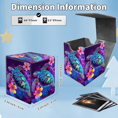 Card Deck Box for MTG Commander,Collectible Trading Storage Box Fits 120+ Single Sleeved Cards Magnetic Case PU Leather for Magic Commander TCG CCG MTG,Glitter Sea Turtle - color: Glitter Sea Turtle