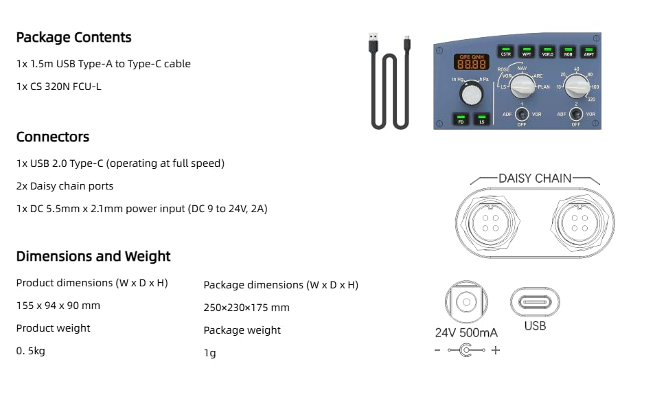 SYDYSOSO Cockpit Simulator 320 Series FCU-L, 1:1 Scale Flight Simulator Training-Inspired Control Panel, Metal Construction, USB Plug & Play, PC Compatible