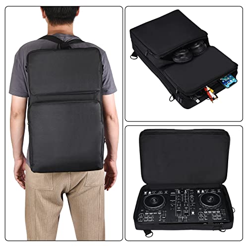 Padded DJ Controller Case for Pioneer DDJ-FLX4, DDJ SB3 400, Protector Bag Backpack Compatible with Hercules Inpulse 300, For Roland dj-202 / for Traktor Kontrol S2 Mk3 DJ Controllers Storage