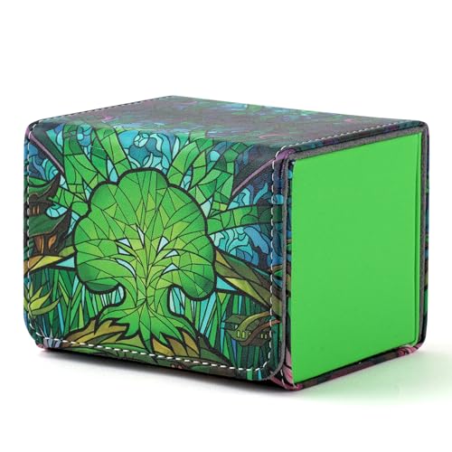 Deck Box for MTG Cards, Trading Commander Deck Case Holds 120+ Sleeved Cards, PU Leather Magnetic Collectible Card Storage Box Fits for TCG Magic Card (A-Green) - color: A-Green