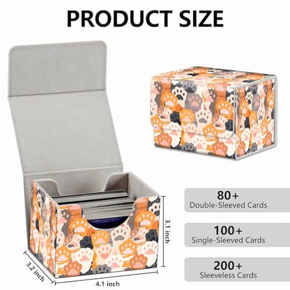 Strong Magnet Card Case Deck Box Mtg Card Box Playing Card Box Magic Deck Box Tcg Up to 200 Cards Creative Pattern Trading Card Storage Box for Collectible Card Games, Cute Cats Paw Pattern - color: Cute Cats Paw Pattern