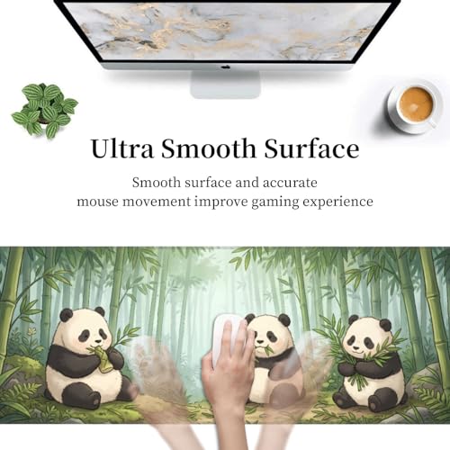 Panda Gaming Mouse Pad XL - 31.5x11.8 in Extended Large Mousepad with Stitched Edges, Breathable Desk Pad for Keyboard & Mouse - color: 14
