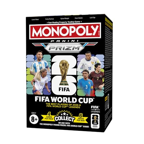 Monopoly Panini Prizm: FIFA World Cup Trading Cards Booster Box | Current Stars and Legends | 2+ Players, Ages 8+ | Gifts for Soccer Fans - style: Monopoly Booster Pack