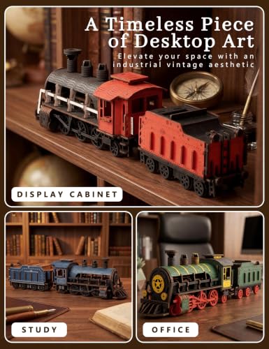 BOOZUU 3D Wooden Steam Train Puzzle for Adults, Build and Paint Wooden Train Model Kit, 282 Pcs DIY Train Craft for Teen Age 14+