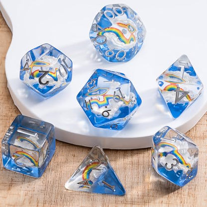 DND Resin Dice Set, Polyhedral D&D Dice Inclusion Dice for Dungeons and Dragons MTG RPG for 15 Years and Up - color: Rainbow