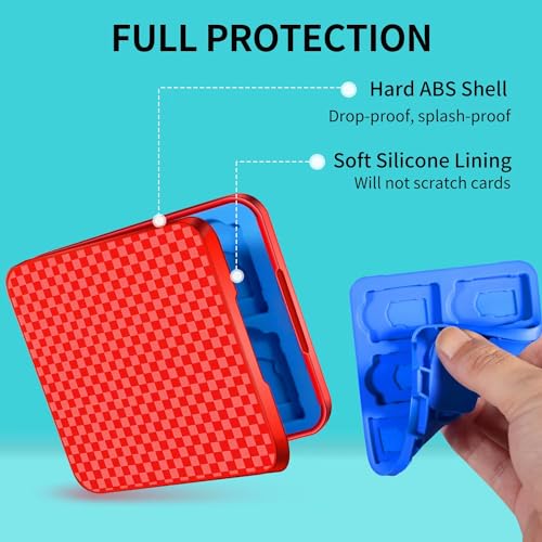 Switch Game Case Holder - 2 Pack Mini Game Organizer Small Portable Traveler Gift Accessories with 24 Cartridge Slots and 24 Micro SD Card Storage, Magnetic Closure, Hard Shell and Soft Lining
