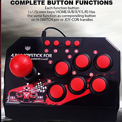 Fight Stick, Wired Joystick Features a Spherical Metal Joystick and 6 Round Control Buttons, Wired Joystick Games Accessories, Play All Types of Games