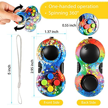 Skylety 2 Pcs Fidget Toys for Adults Controller Fidget Pad Stress Relief Cube Clicker Game Controller Sensory Educational Toy for ADHD Autism Relief Stress Anxiety(Graffiti Style) - style: Graffiti Style