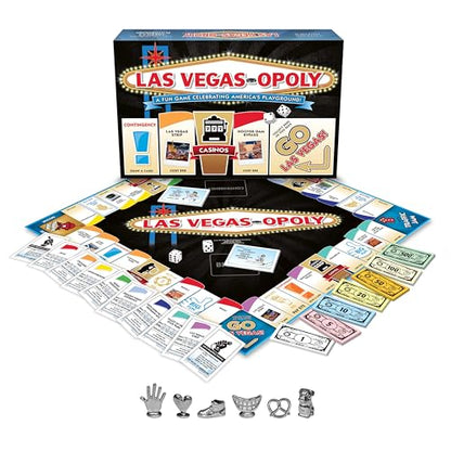 Late for The Sky Las Vegas-Opoly Property Trading Board Game – Vegas Theme Family Party Game for 2-6 Players Ages 8+, Tokens, Dice, Cards, City Blocks and Keys to The City
