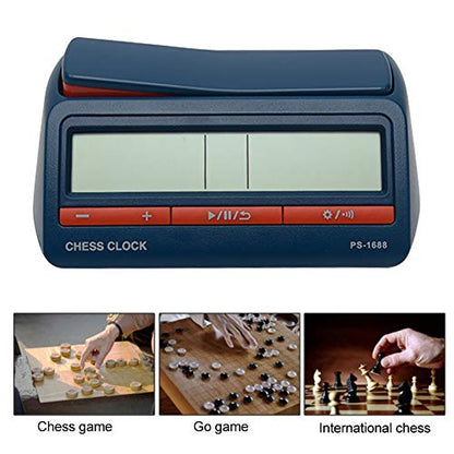 Chess Clock, Digital Chess Timer Portable Count Down Game Timer for Professional Chess Board Game(Blue)