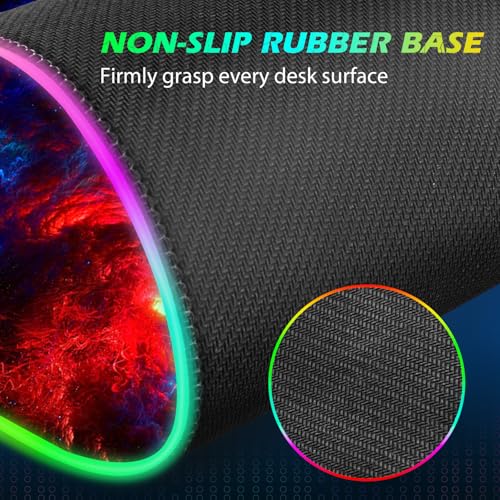 ToLuLu RGB Wireless Charging Gaming Mouse Pad, 7.5/10/15W 10 Light Modes LED Mouse Pad Computer Keyboard Mat Mousepad, 800x300x4MM Extended Large Desk Pad Desk Mat for Gamer, Red Blue Galaxy - color: Red Blue Galaxy