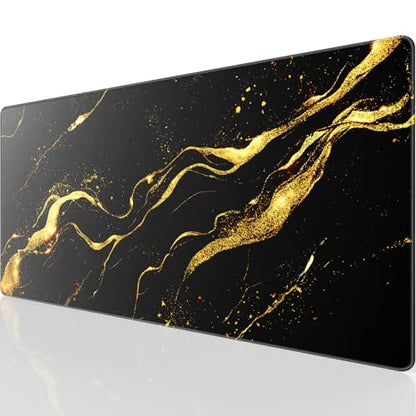 KTRIO Large Gaming Mouse Pad, Desk Mat, 31.5 x 15.7 in Black Gold, XXL | Smooth Micro-Weave Surface, Artistic Pattern Design, Non-Slip Rubber Base, Durable Stitched Edges, Office & Home Use - color: Black Gold, size: 31.5l X 15.7w Inches