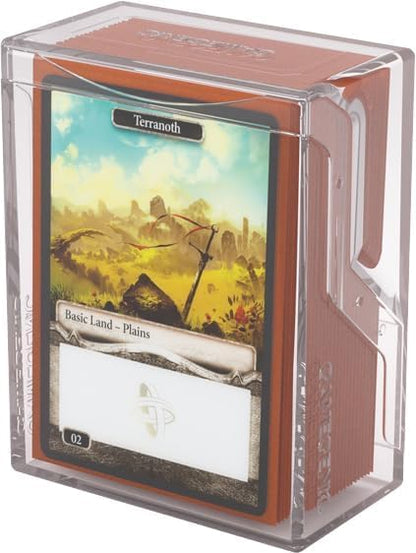 Gamegenic Bastion 50+ XL Deck Box - Compact, Secure, and Perfectly Organized for Your Trading Cards! Safely Protects 50+ Double-Sleeved Cards, White Color, Made - color: Clear