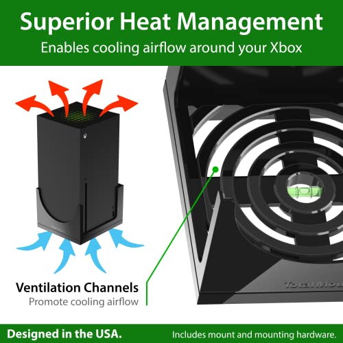 TotalMount for Xbox Series X – Pro Quality, Cooling, Level, Stops Vibration | Designed in USA – Wall Mount Secures Each Side to Prevent Falls – Damper Minimizes Fan Rattling During Gaming - size: Standard Bundle: Wall Mount