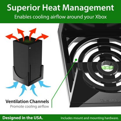 TotalMount for Xbox Series X – Pro Quality, Cooling, Level, Stops Vibration | Designed in USA – Wall Mount Secures Each Side to Prevent Falls – Damper Minimizes Fan Rattling During Gaming - size: Standard Bundle: Wall Mount