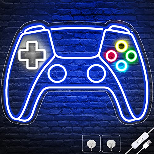 Gamer Neon Sign, Gamepad Shaped LED Neon Sign for Gamer Room Decor, Gaming Neon Sign for Boys Room Decor, Neon Gaming Sign for Gaming Wall Decor, USB Powered Gamer Gifts for Teens, Boys, Kids - style: Gamepad Neon Sign