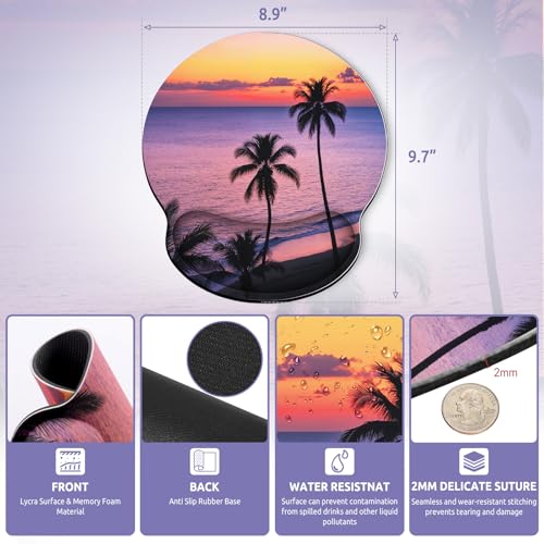 KONVINIT Ergonomic Mouse Pad with Wrist Rest, Small Mousepad with Non-Slip Rubber Base and Smooth Surface, Sunset Mouse Pads for Desk, Office Desk Accessories - color: Sunset