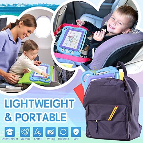 AiTuiTui Magnetic Drawing Board Mini Travel Doodle, Erasable Writing Sketch Colorful Pad Area Educational Learning Toy for Kid/Toddlers/Babies with 3 Stamps and 1 Pen (Sky Blue) - color: Skyblue