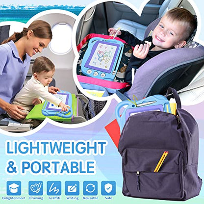 AiTuiTui Magnetic Drawing Board Mini Travel Doodle, Erasable Writing Sketch Colorful Pad Area Educational Learning Toy for Kid/Toddlers/Babies with 3 Stamps and 1 Pen (Sky Blue) - color: Skyblue