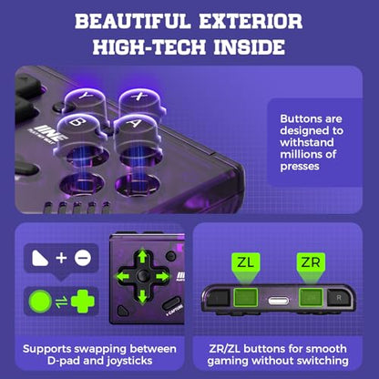 IINE Mini Retro Wireless Controller, Micro Remote Controller for Switch/OLED, PC, Android and IOS, Keychain Pocket-sized Controller with Turbo Function (Purple) - color: Purple